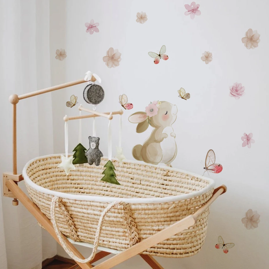 Pegatinas de pared con mariposas y flores para habitación infantil - imagen 2