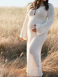 Vestido de embarazo de punto bohemio con manga acampanada
