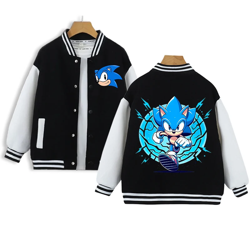 Nuevo uniforme de béisbol de moda Sonices para niños, abrigos bonitos de dibujos animados de Anime para niños y niñas, chaquetas negras cálidas de otoño e invierno, regalos - imagen 5