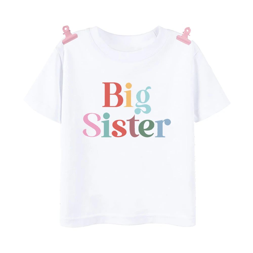 Camiseta a juego con estampado de hermana mayor y hermana pequeña para niña, ropa de manga corta para bebé, Tops de verano - imagen 4