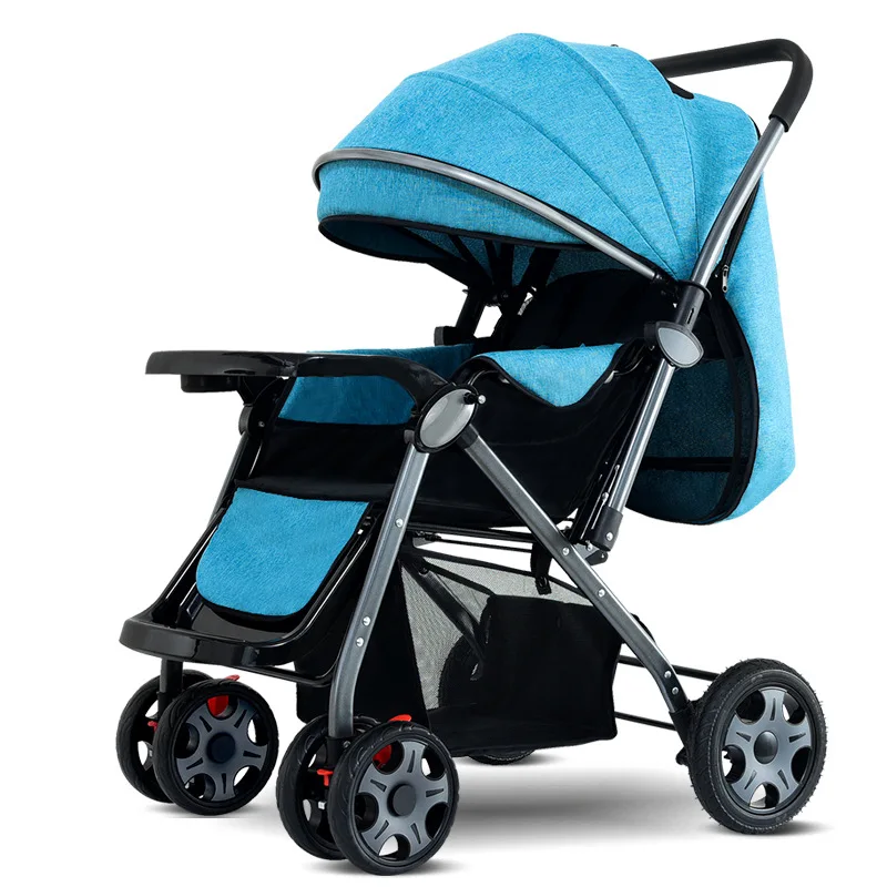 Cochecito de bebé ligero con paisaje alto, cochecito de mano plegable de una tecla bidireccional para niños, cochecito de bebé recién nacido - imagen 5