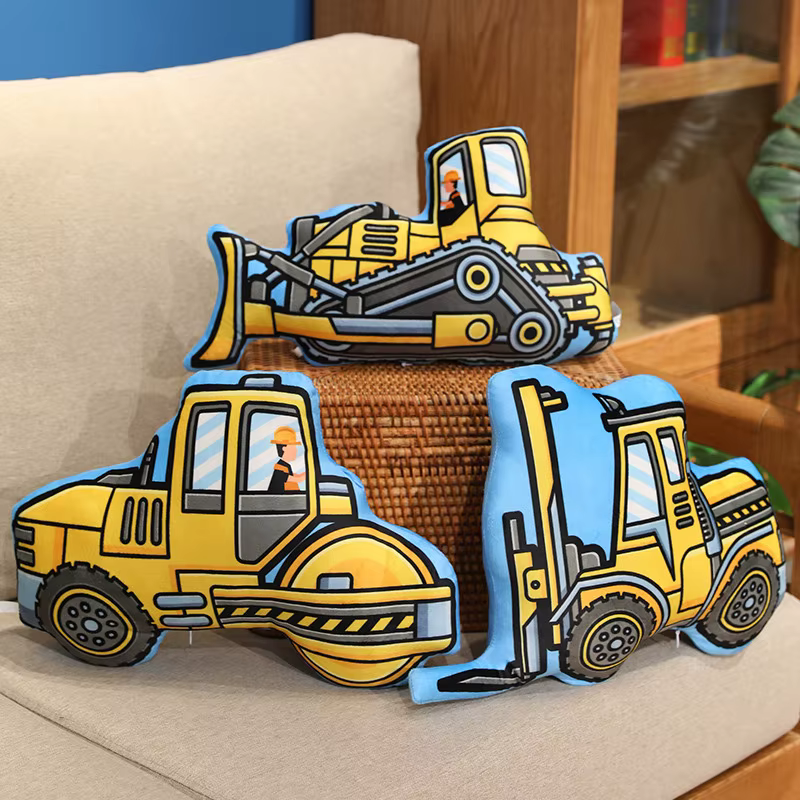 Peluche bulldozer excavadora – Juguete construcción suave para niños - imagen 3