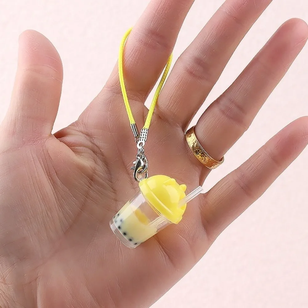 Lindo bolso de té de burbujas encanto resina tamaño Mini taza de café llavero modelo de simulación colorido llavero de coche para mujeres niñas - imagen 4