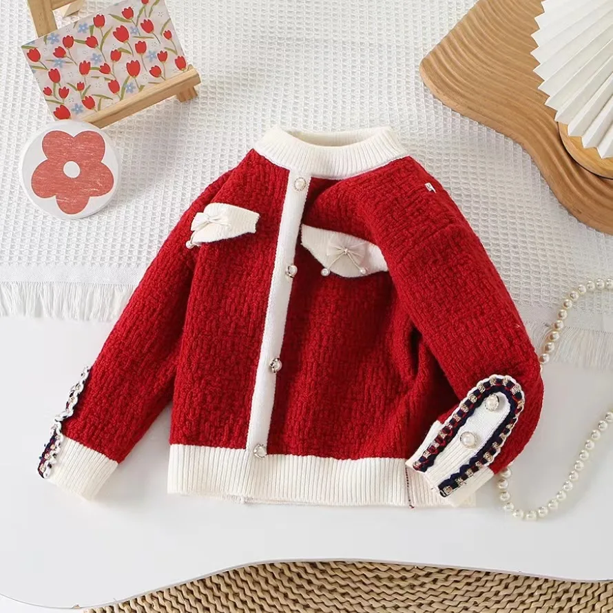 MILANCEL, nuevo conjunto de ropa de primavera para niños, suéter bloqueado de Color para niñas, cárdigan + falda tutú, traje para niños, 2 uds. - imagen 4