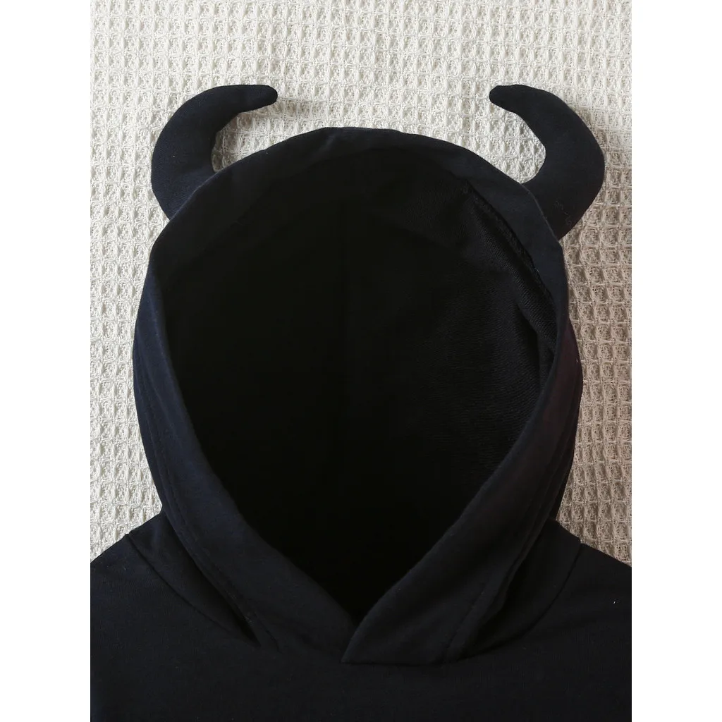 Conjunto de mono de Halloween para 0-18 meses |   Traje para gatear con capucha y estampado de calabaza, traje de Halloween para bebé |   Lindo traje festivo - imagen 3