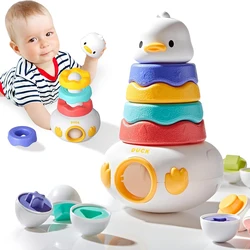 Juguete apilable para bebé con anillos, juguete Montessori 3 en 1, torre apilable de huevos de Pascua a juego para juego de apilamiento, juguetes educativos, regalos