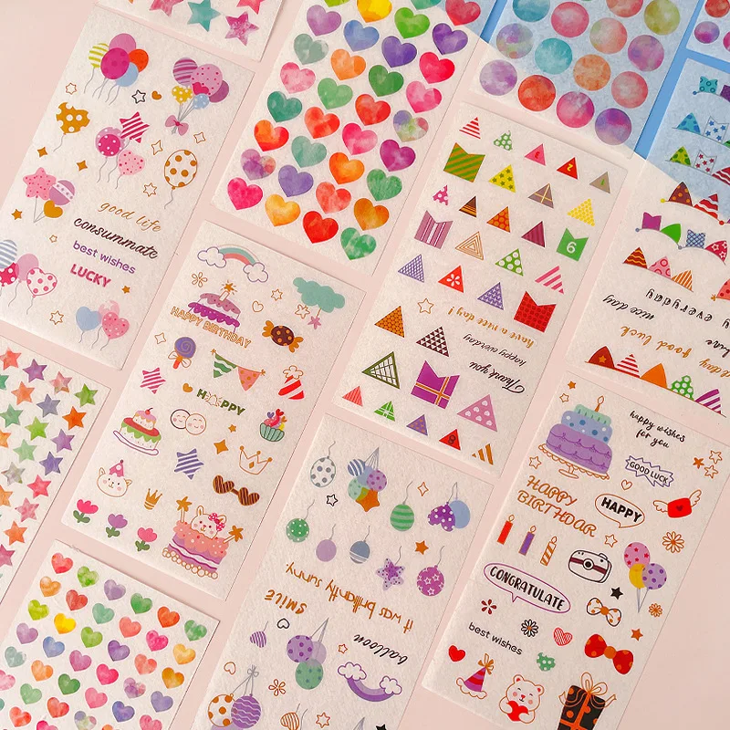 6 unids/pack pegatinas de papelería para iniciar papel redondo de cumpleaños pegatinas Kawaii pegatinas de planificador de regreso a la escuela