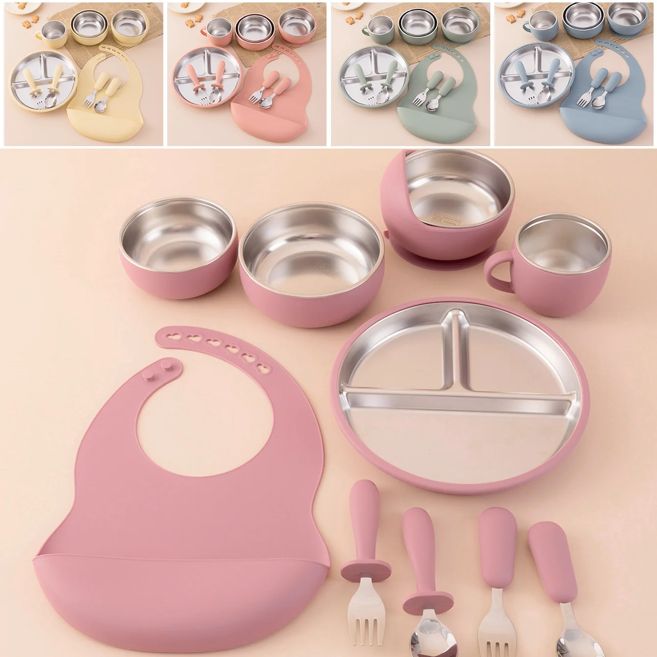 Vajilla infantil de silicona con plato y cuenco desmontables - imagen 2