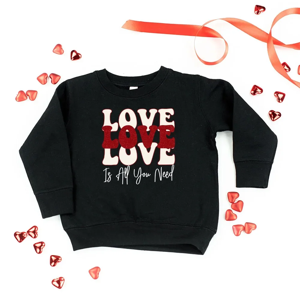 Sudaderas de San Valentín de cuello redondo suave para niños