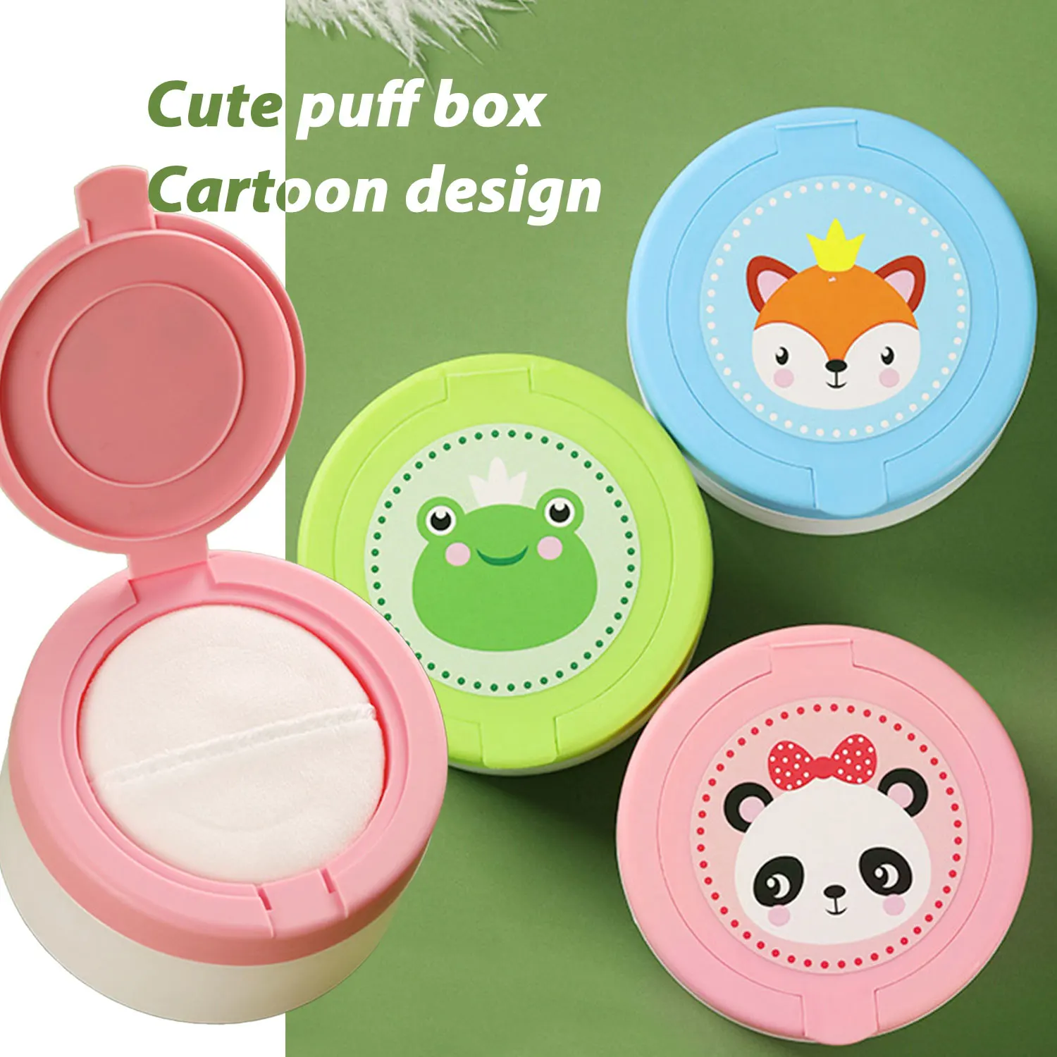 Caja de polvo para bebé, caja de polvo portátil para calor espinoso, caja de polvo para eliminar el calor espinoso con juego de esponjoso para polvos - imagen 3