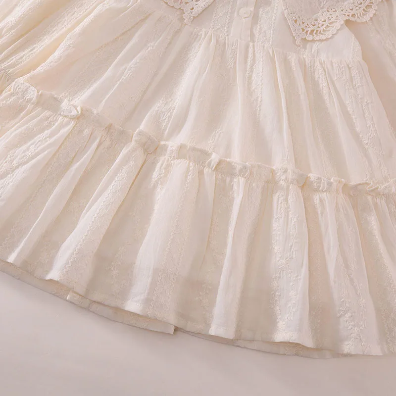 Vestido de bebé con encaje y solapa grande – Primavera y otoño - imagen 5