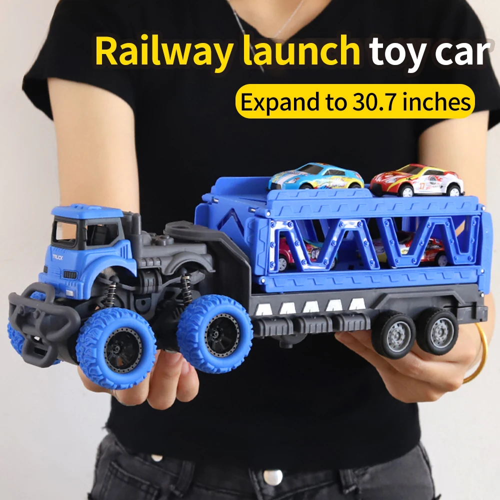 Vehículo de pista de eyección, camión contenedor, camión plegable de pista de juguete, vehículo de almacenamiento. Navidad, Acción de Gracias, Halloween. Niños