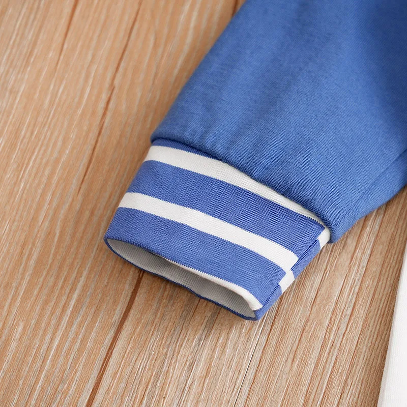 Mono pijama de bebé algodón manga larga estampado oso azul blanco - imagen 5