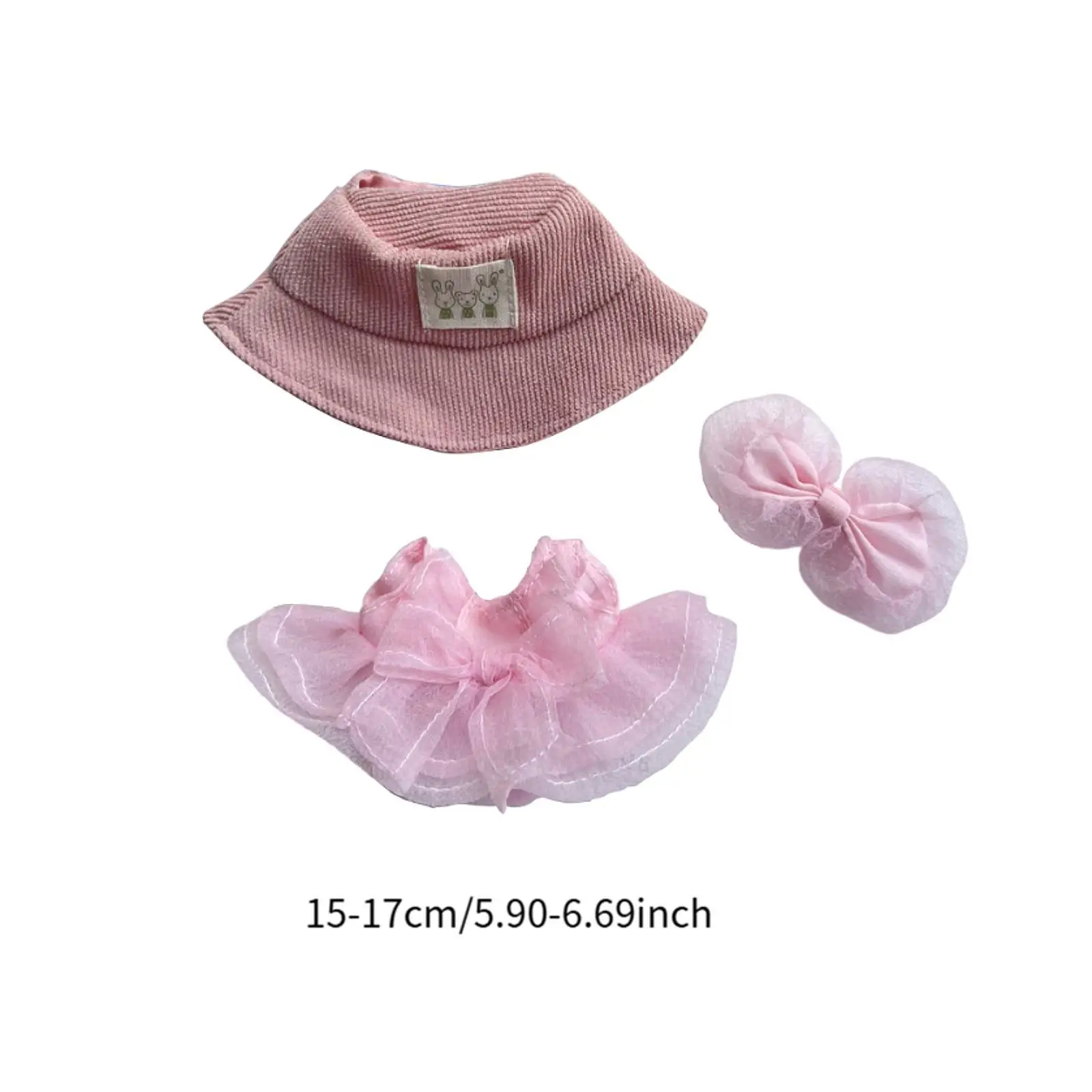 Set of 3 Doll Outfits with Hat And Bow Hairpin for 15-17cm Dolls, Gift Ideas