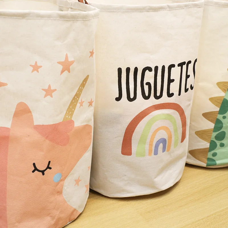 Panier à articles pour bébé de grande capacité, caddie à couches, organisateur pliable, seau pour vêtements sales imprimés de dessins animés, panier de rangement pour jouets - imagen 3