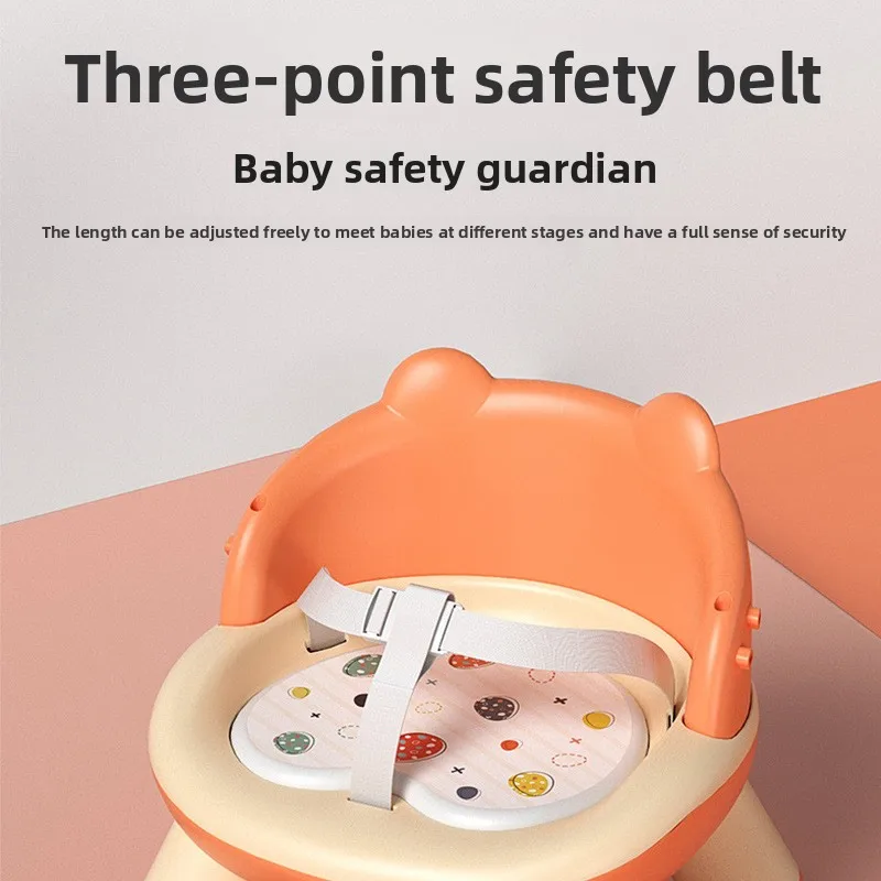 ‌ Trona ajustable para bebé, silla de alimentación reclinable de 3 posiciones, asiento acolchado con bandejas, diseño de dibujos animados fácil de limpiar - imagen 4