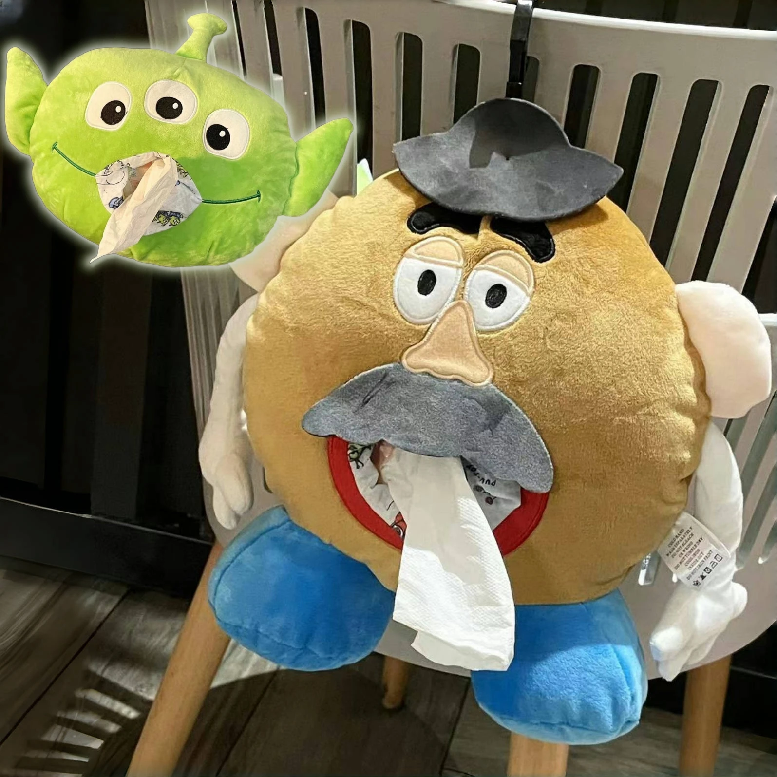 Funda de tejido de cabeza de patata Mr para asiento trasero de coche, bolsa colgante de Anime, caja de soporte de felpa, decoración del hogar