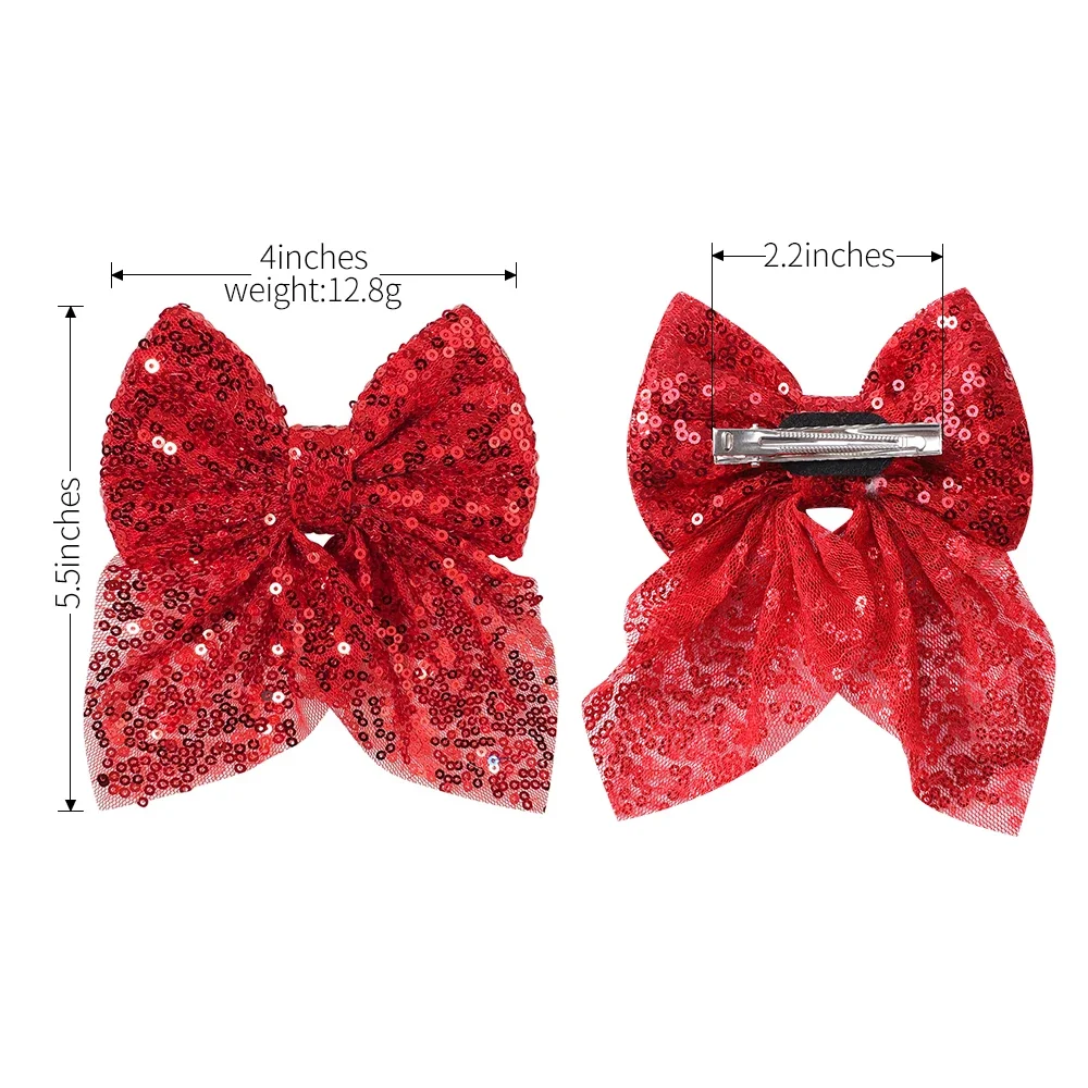 3 uds. De pinzas para el pelo con lazo con purpurina navideña, pinzas para el pelo grandes y brillantes de Color sólido para mujeres y niñas, bonitos accesorios para el cabello, regalos - imagen 3