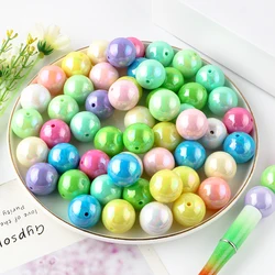 Cuentas acrílicas redondas de 20/16MM de 20 piezas, abalorios de perlas, joyería artesanal, collar, pulsera, bolígrafo, llavero, accesorios