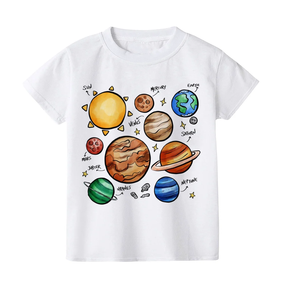 Camiseta con estampado de planetas para niños, camisa de astronauta para niños pequeños, ropa para niños, camisas de manga corta, regalo de cumpleaños para niños - imagen 3