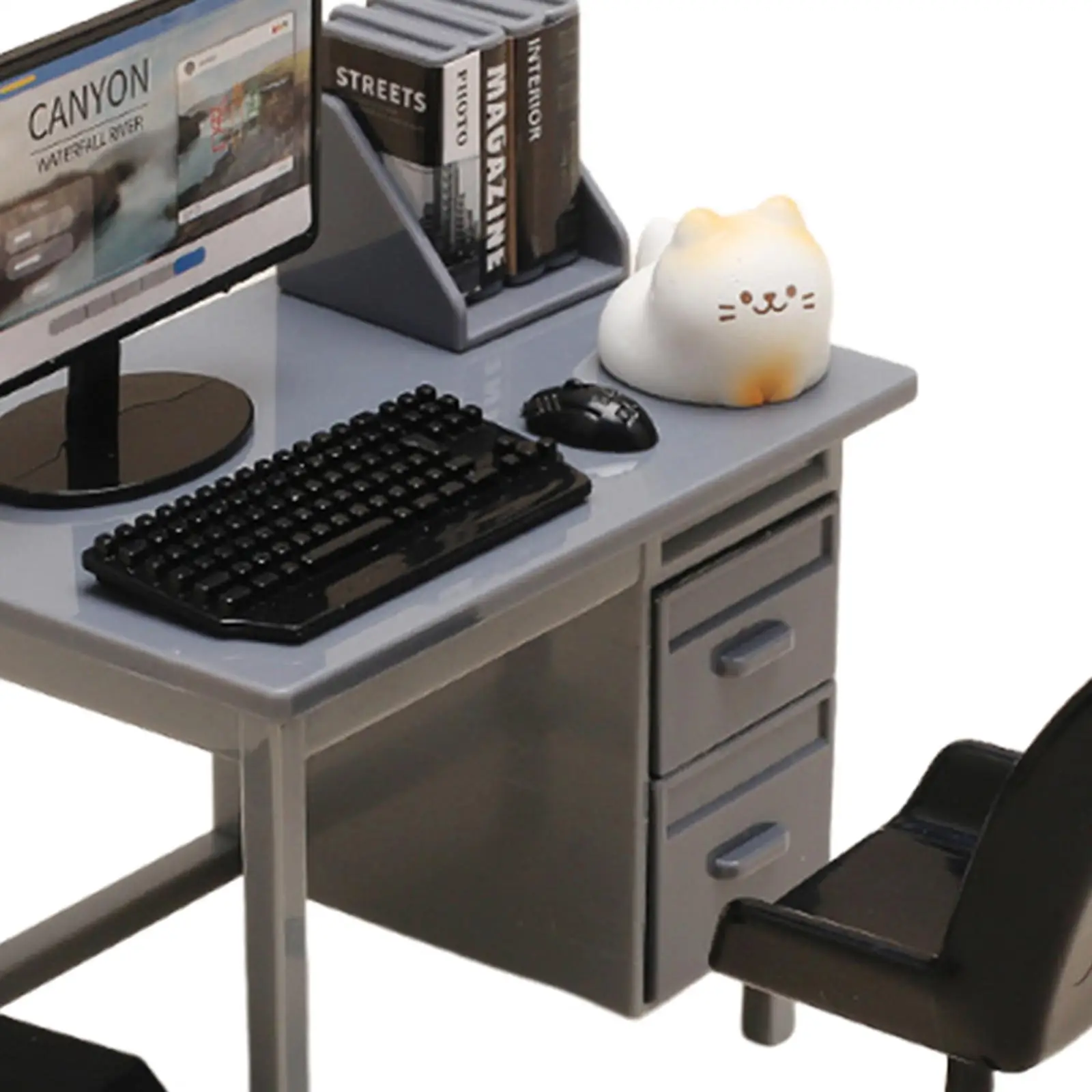 Juego de ordenador en miniatura, accesorios de paisaje, teclado, ordenador de escritorio, accesorios de simulación, decoración decorativa moderna para casa de muñecas - imagen 5