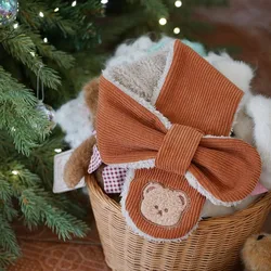 Bufanda bonita de oso de dibujos animados para niño y niña, bufanda informal de estilo coreano, Color Beige Kakhi, bufanda para niño, bufanda cálida de lana para otoño e invierno