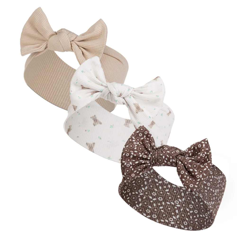 Diadema elástica con lazo floral para niña – Color crema - imagen 3