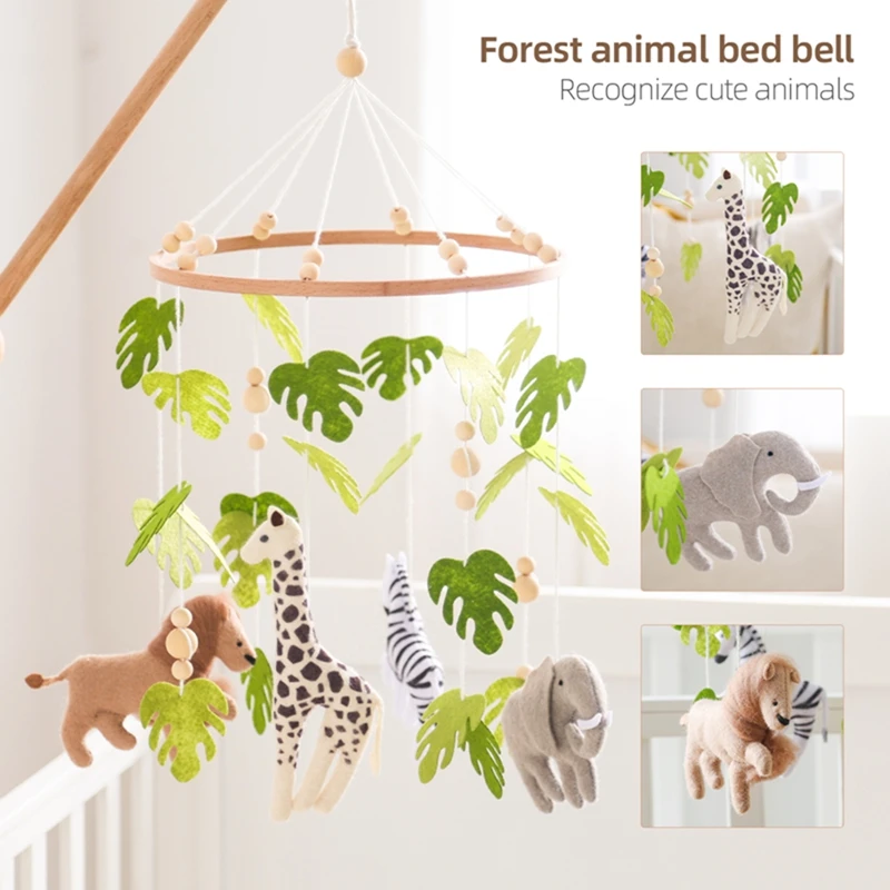 Campana de madera móvil para cuna de bebé, móvil para cuna de animales con música para niñas y niños, juguete con soporte colgante para cuna cómoda - imagen 2