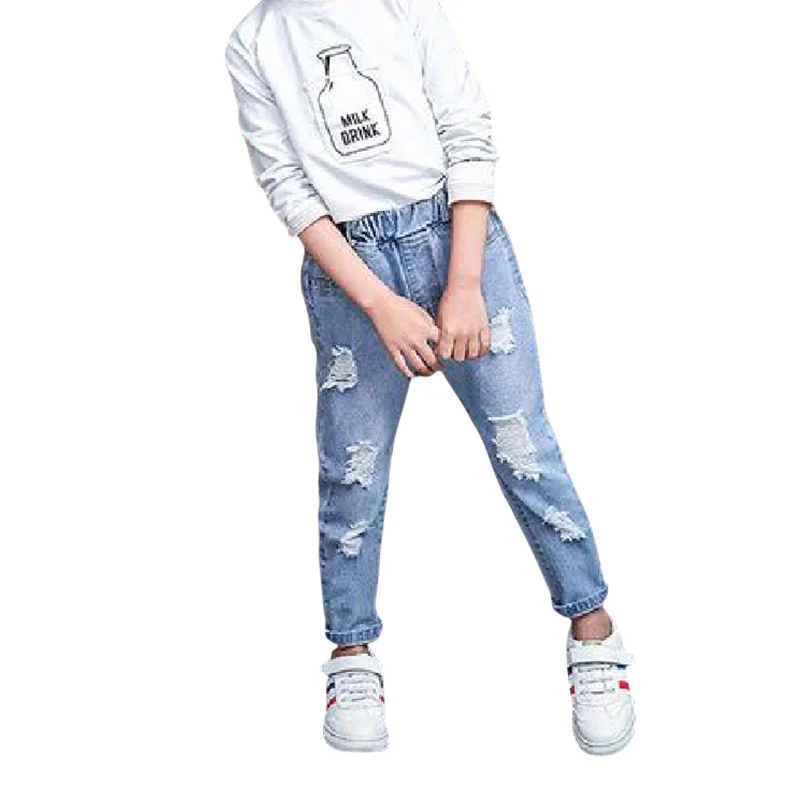 Vaqueros de pierna ancha para niña, Vaqueros de pierna recta holgados y adelgazantes con estilo, talla media, primavera y otoño, 2025 - imagen 5