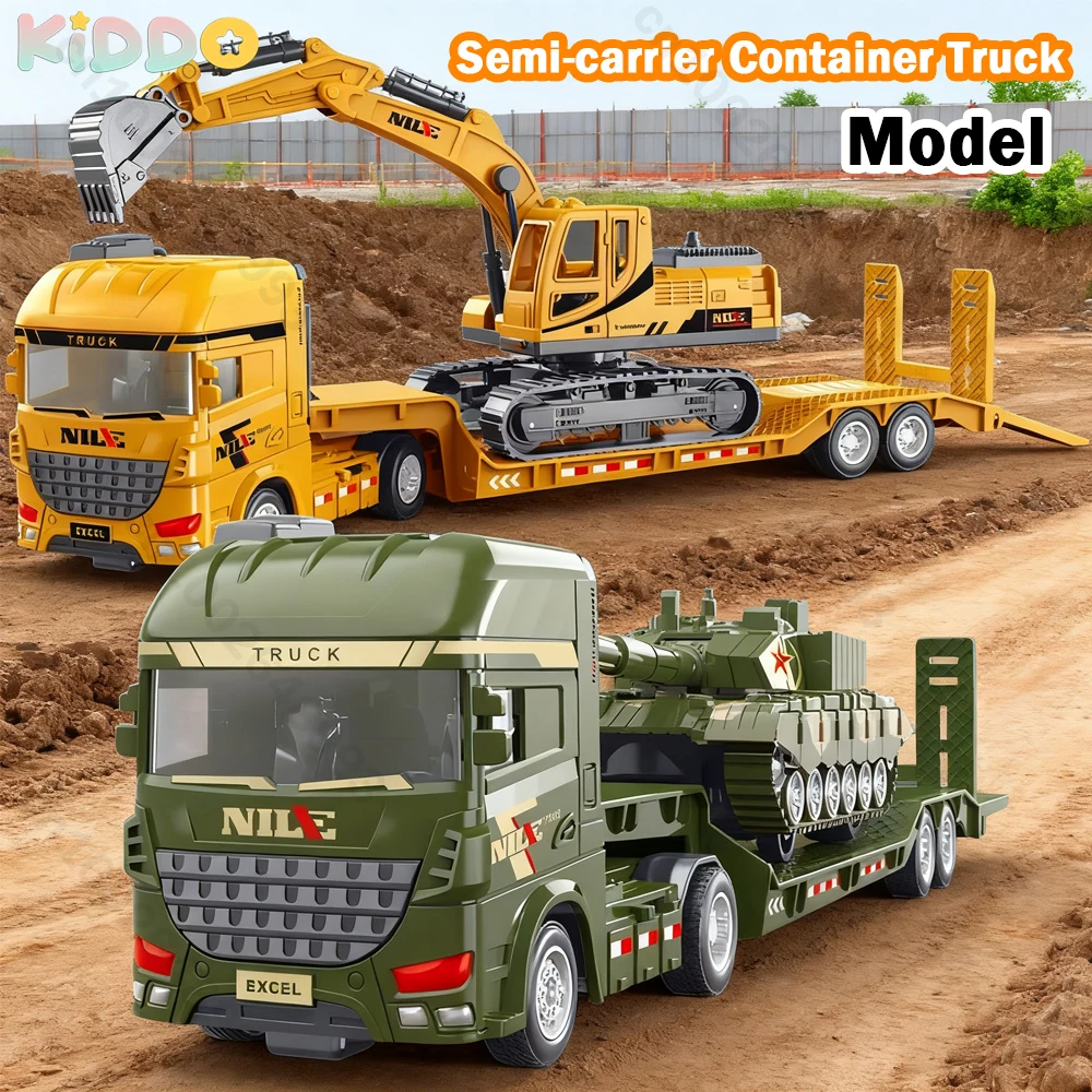 Ingeniería Diecast inercial semiporta contenedor camión conducción juguetes para niños Tractor excavadora Bulldozer niños vehículo modelo