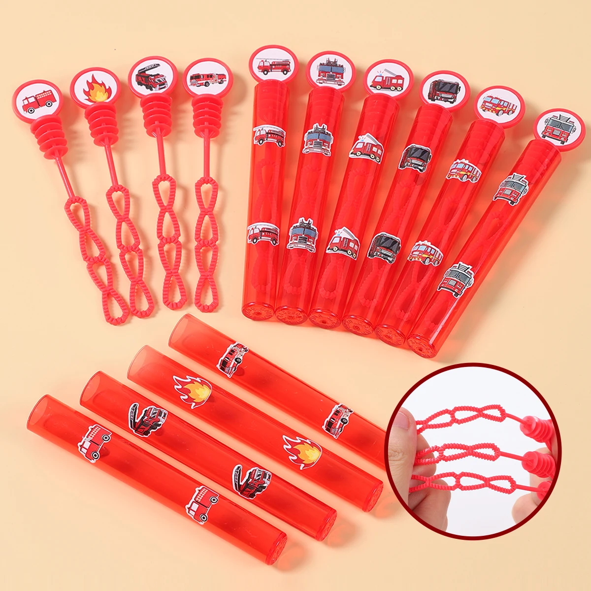 Varita de burbujas roja para camión de bomberos, decoración para fiesta de cumpleaños, recuerdos para niños, botella de burbujas, decoraciones para fiesta de bienvenida de bebé, construcción de boda, 10/20 piezas - imagen 4