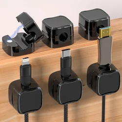 Juego de organizador de cables magnético de 10 piezas: clips para cables de escritorio/coche sin perforaciones, gestión de cables de alta estética para electrónica