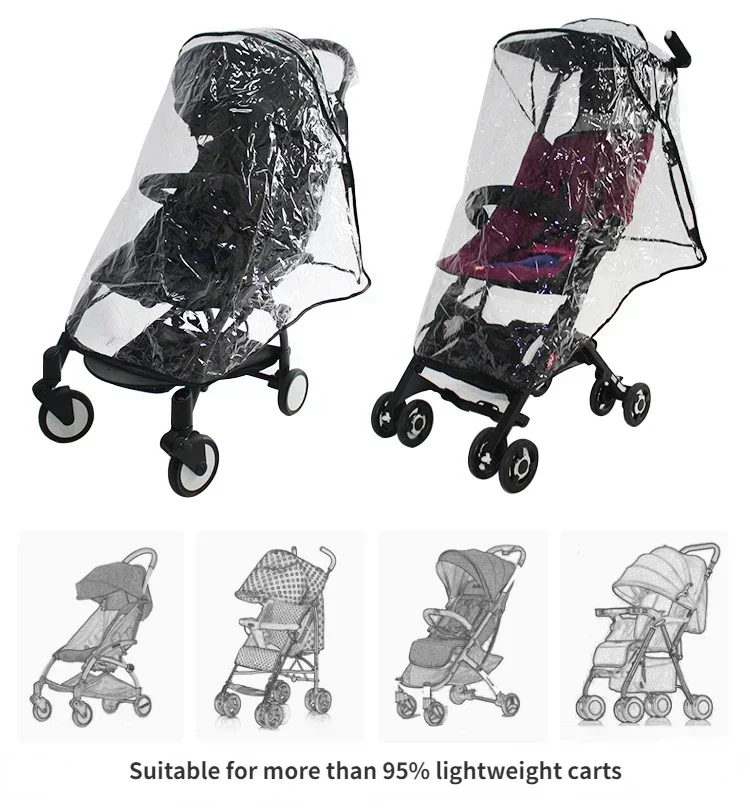 Cubierta de lluvia para cochecito, parabrisas para cochecito de recién nacido con cremallera, accesorios universales para coche de bebé - imagen 5