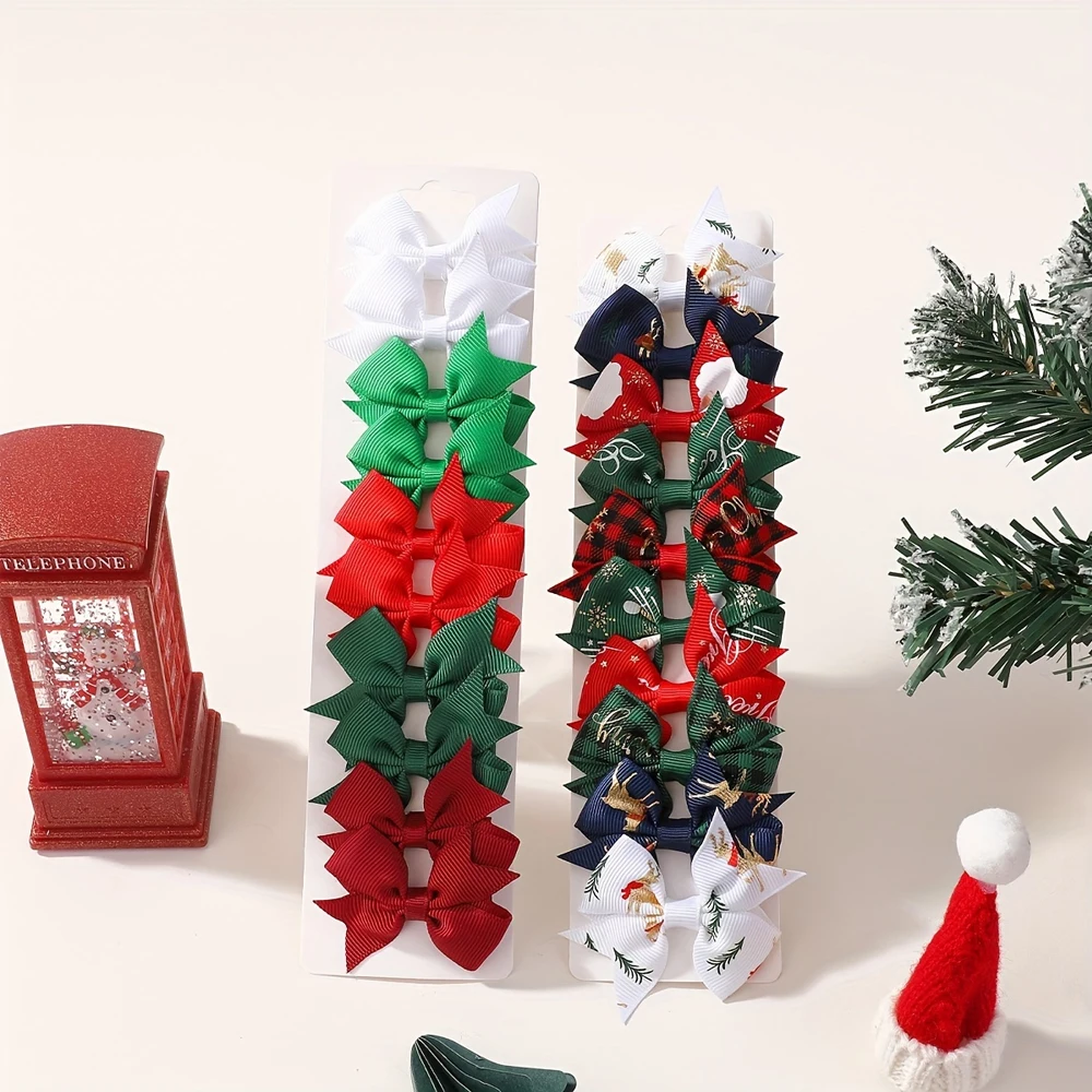 10/20 piezas pinzas para el cabello de Navidad para niños lazos de cinta horquilla fiesta de vacaciones Santa Claus flequillo para niños tocado accesorios para el cabello - imagen 2
