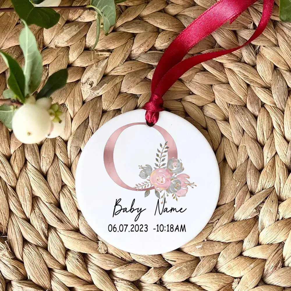Adorno personalizado para bebé, accesorio de fotografía de recién nacido con letras de oro rosa, adorno de cerámica para nacimiento infantil - imagen 3