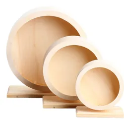 Rueda de madera natural para hámster – Ejercicio silencioso y seguro