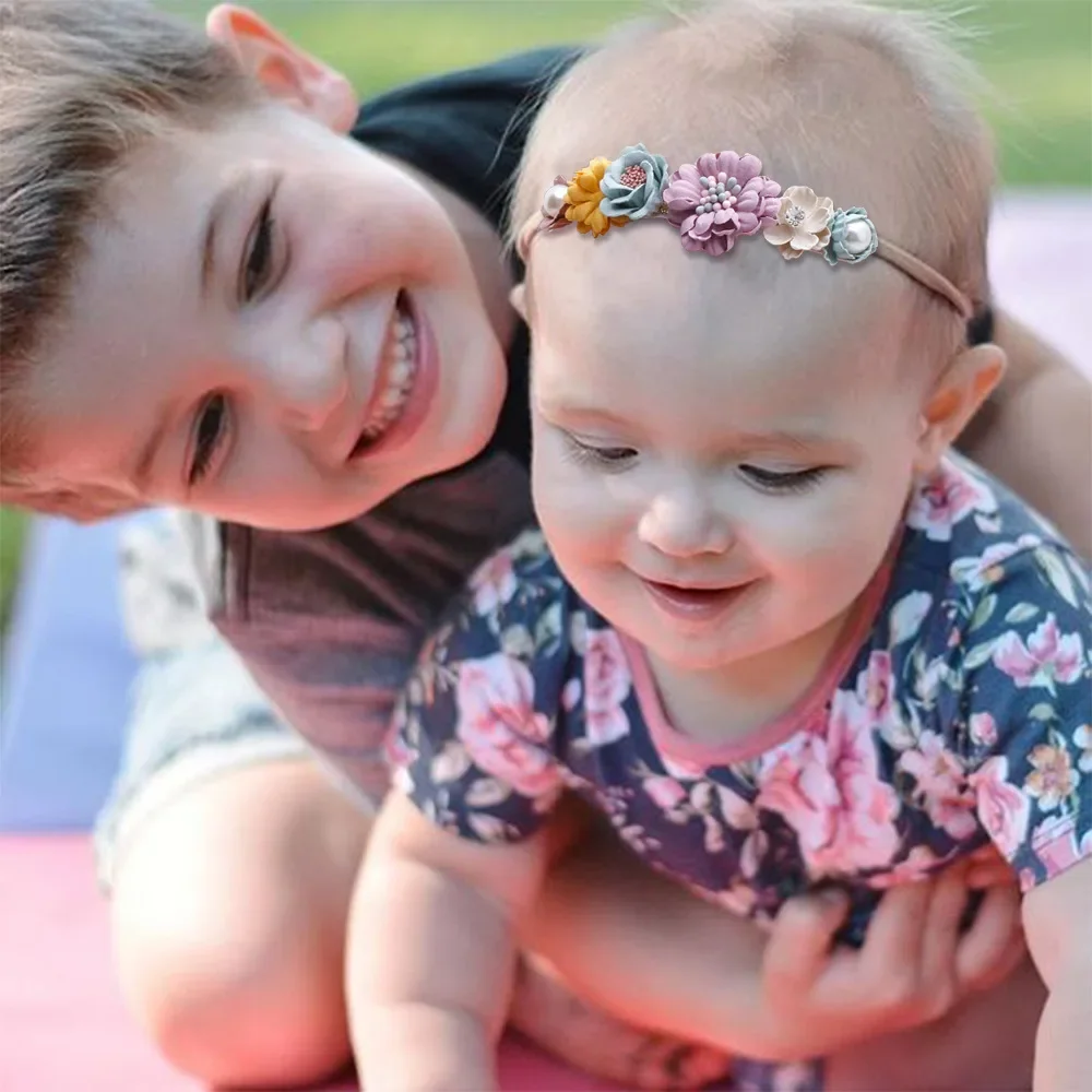 Hermosas y encantadoras diademas de flores para bebé, banda para la cabeza para recién nacido de 0 a 12 meses, diadema infantil, tocados de Boutique de alta elasticidad - imagen 3