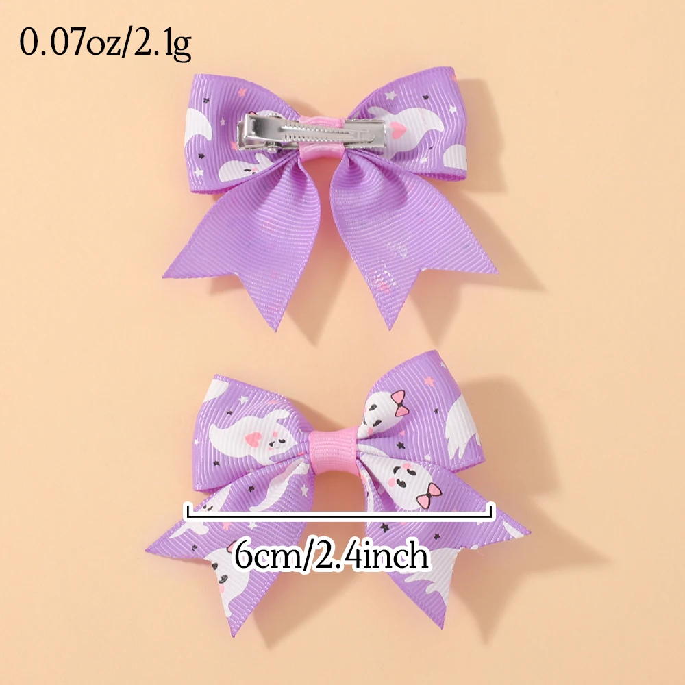 10/20 piezas lazos de Halloween con pinza para el pelo para niñas, cabeza de calabaza impresa hecha a mano, Festival, fiesta, vacaciones, accesorios para el cabello para niños - imagen 2