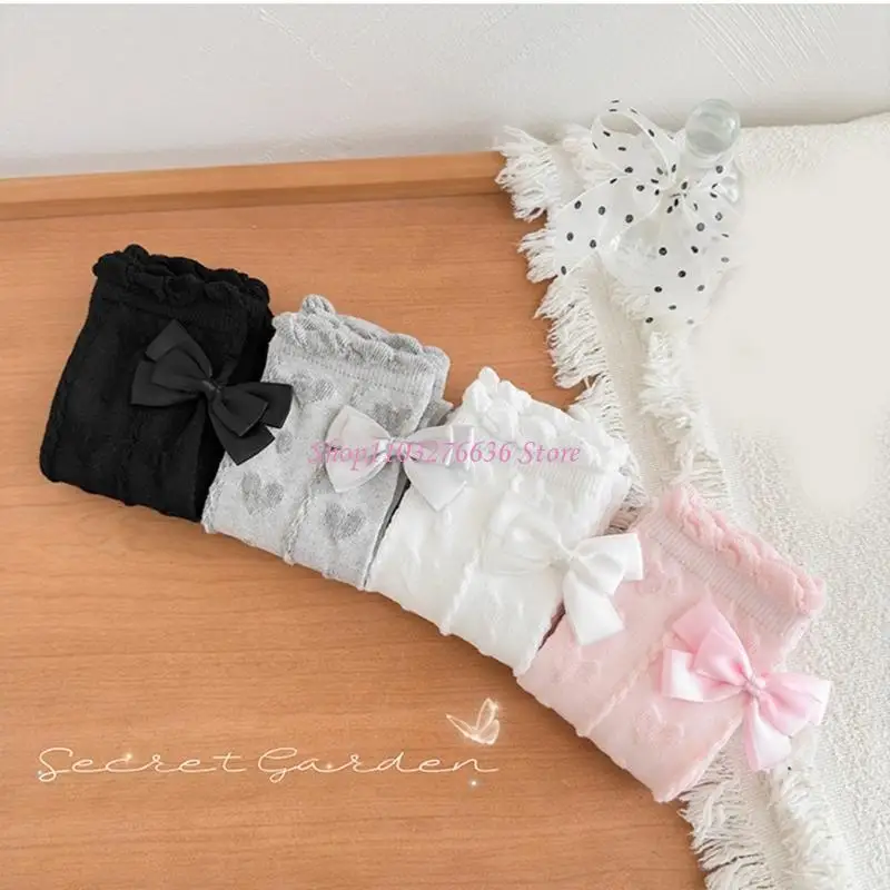 R6FD par calcetines para niños rodilla con diseños bowknot algodón suave y cómoda largas para edades 3 a - imagen 3
