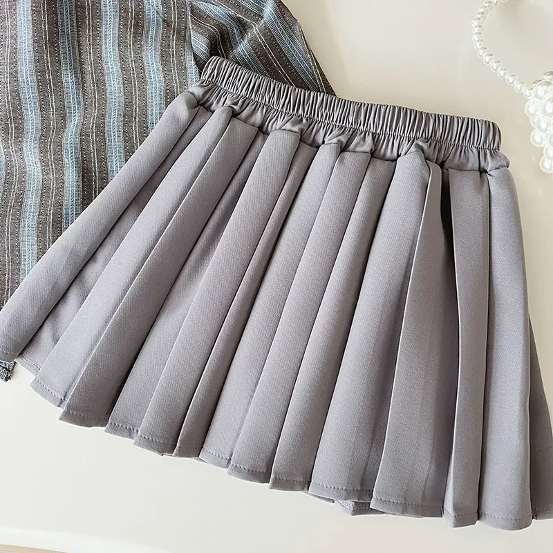 MILANCEL Conjunto de otoño infantil con camisa de rayas y falda corta - imagen 2