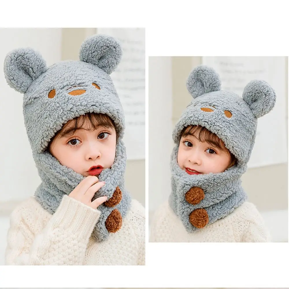 Nuevo gorro con protección para los oídos de osito bonito, a prueba de viento, para mantener el calor, bufanda, jersey de una pieza a prueba de frío, sombrero de invierno - imagen 2