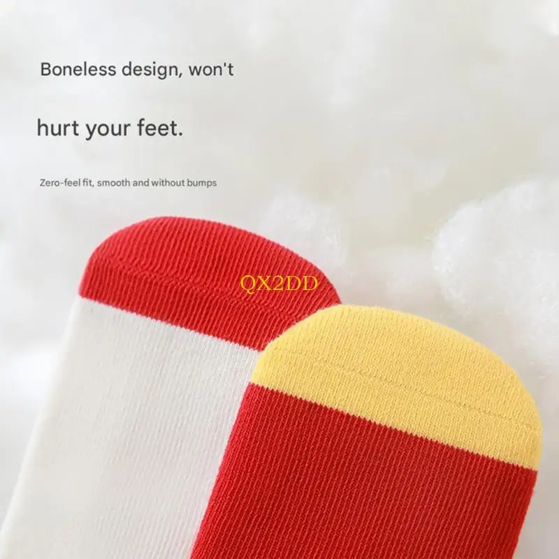 QX2D Calcetines elásticos para niños media pantorrilla Diseño festivo celebración algodón peinado para vacaciones - imagen 3