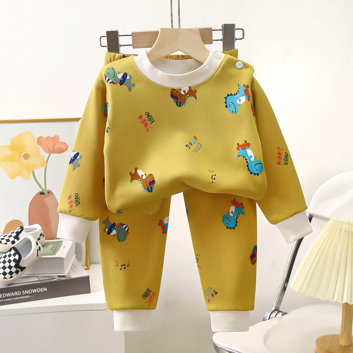 Conjunto de ropa de otoño para niños, pijamas para bebés, ropa para bebés, niños y niñas, ropa gruesa de Cachemira para el hogar para otoño e invierno - imagen 3