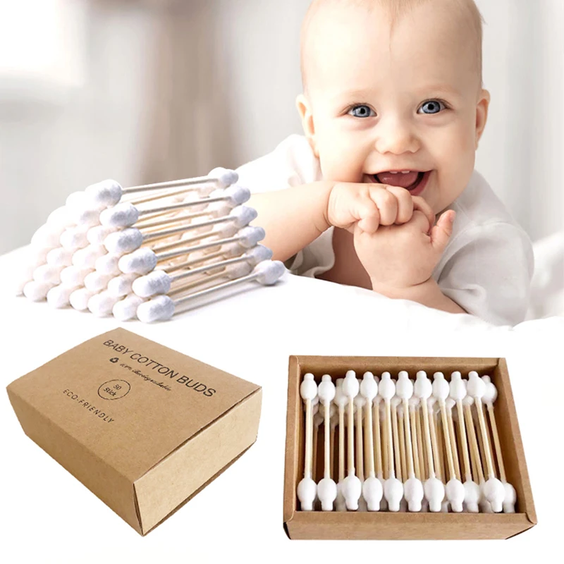 Hisopos de algodón para bebé, doble punta, palo de limpieza multifuncional para orejas y nariz, hisopo de algodón de bambú, limpieza de maquillaje para chico y bebé - imagen 5