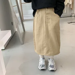 Falda midi para niña: estilo coreano, bolsillo práctico primavera 2023