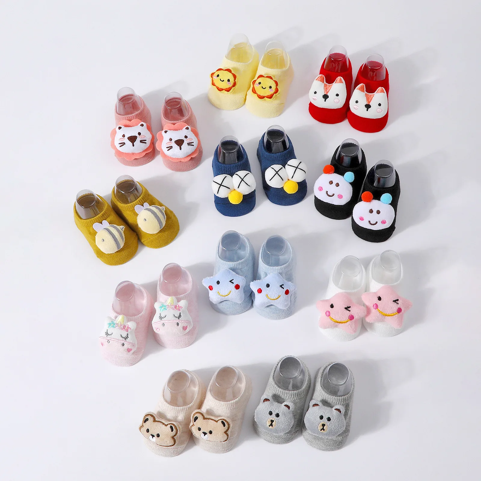 Calcetines tejidos para muñeca recién nacida, calcetines suaves antideslizantes para bebé, calcetines con diadema tejidos de dibujos animados para niña y niño