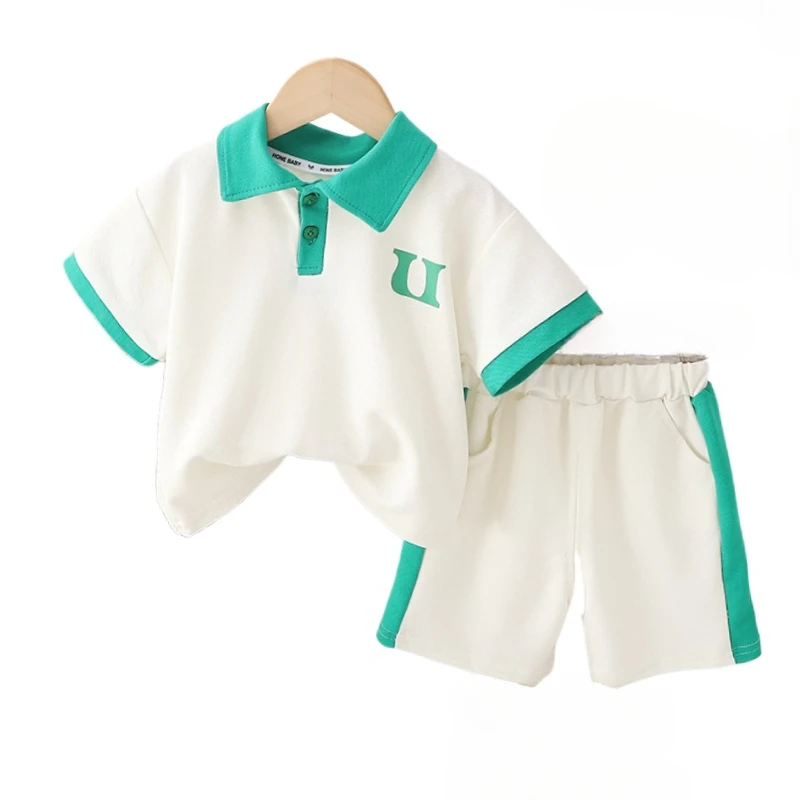 Nueva moda de verano, ropa para niñas, traje para niños, camiseta a rayas, pantalones cortos, 2 unids/set, disfraz informal para niños, chándales para niños