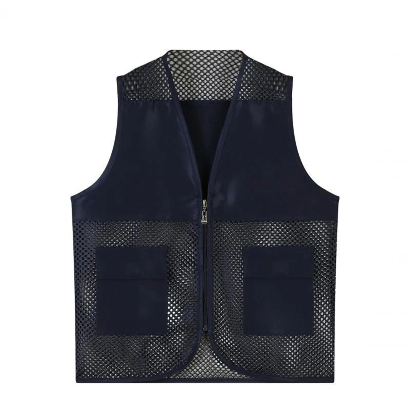 Chaleco de malla ahuecado para niños y niñas, chaqueta con cremallera, cuello en V, Tops sin mangas, uniforme de Actividades de campamento escolar - imagen 4