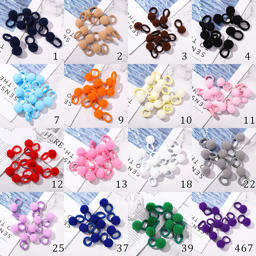 Gomas de pelo con pompones para niñas – Sets multicolores para el cabello - imagen 3