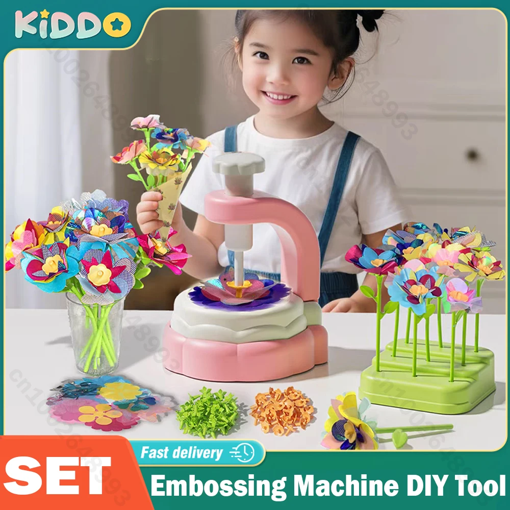 Máquina de grabado en relieve, herramienta artesanal DIY, ramo de tela para niños, conjunto hecho a mano de flores, juguetes educativos, regalo de cumpleaños de imaginación